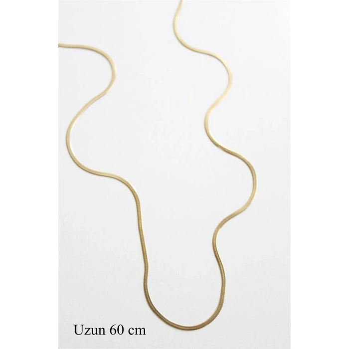 Uzun İnce İtalyan Zincir Kolye (60 cm) - Altın
