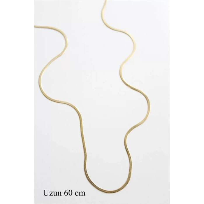 Uzun İnce İtalyan Zincir Kolye (60 cm) - Altın