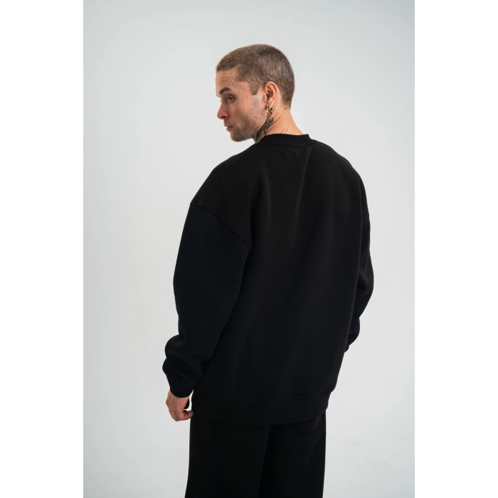 Uzun Kol Bisiklet Yaka Basic SweatShirt - Siyah -