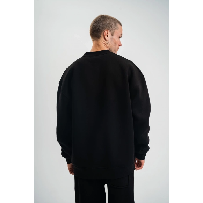 Uzun Kol Bisiklet Yaka Basic SweatShirt - Siyah -
