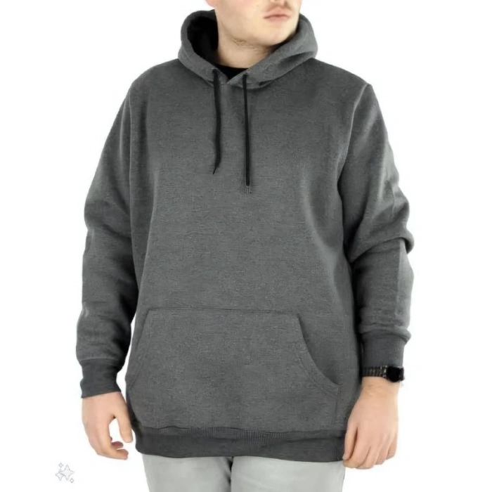 Uzun Kol Kapşonlu Basic Sweatshirt hoodie - Füme