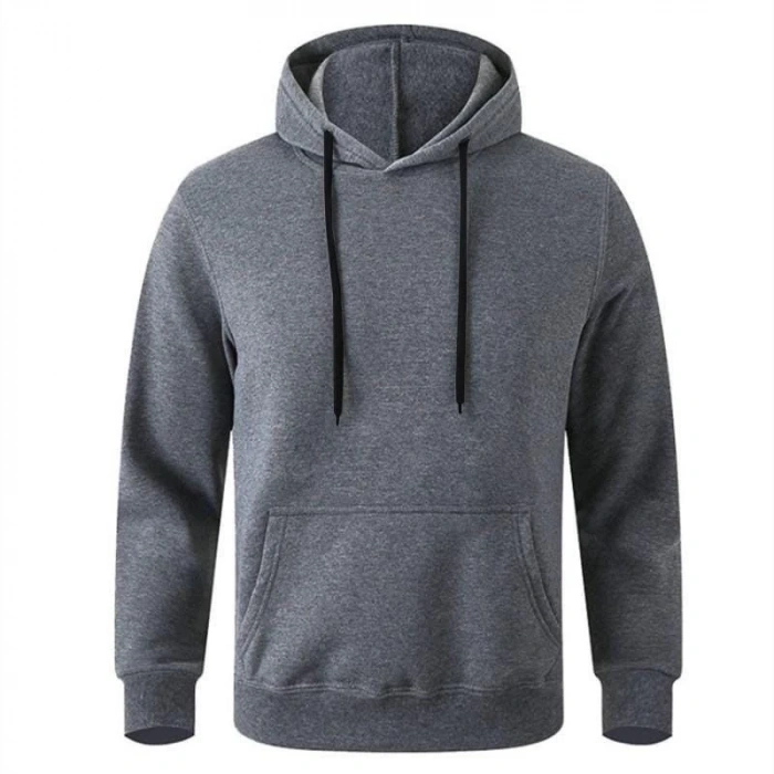 Uzun Kol Kapşonlu Basic Sweatshirt hoodie - Füme