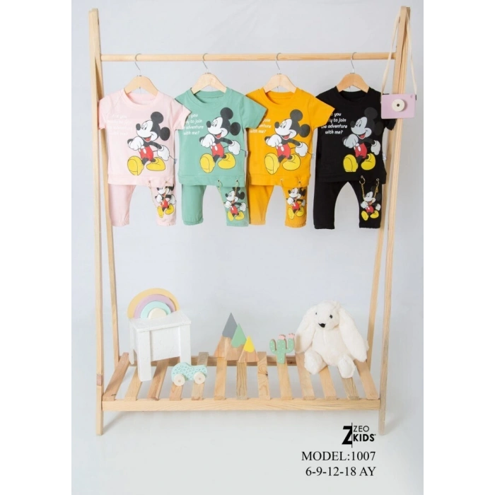 UZUN KOLLU, LASTİKLİ PAÇA, PAMUKLU,MİCKEY DESENLİ, YAZLIK KIZ ÇOCUK & BEBEK TAKIM
