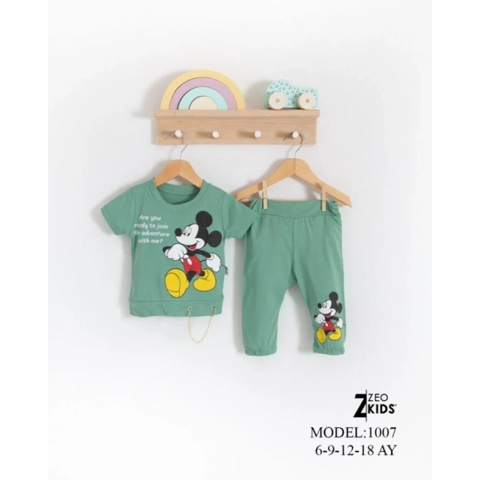 UZUN KOLLU, LASTİKLİ PAÇA, PAMUKLU,MİCKEY DESENLİ, YAZLIK KIZ ÇOCUK & BEBEK TAKIM