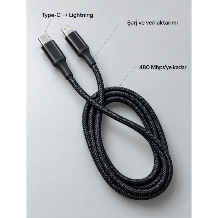 Uzun Ve Dayanıklı Type C Lightning Pd Hızlı Şarj Kablosu
