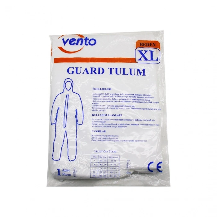 VENTO XL GUARD KORUYUCU TULUM BEYAZ - HAFİF - NON-WOVEN KUMAŞ BOY: 179-187CM - GÖĞÜS: 108-115CM (4887)