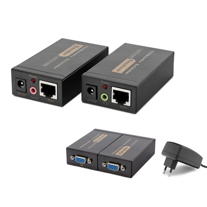 Vga + Ses Rj45 Extender Seti 100 M - Siyah HDX1318