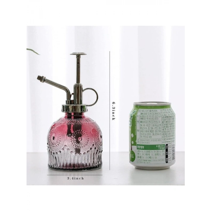 Vintage Cam Bitki Sulama Spreyi – Dekoratif Püskürtme Kolonya Şişesi 200 ml Kırmızı