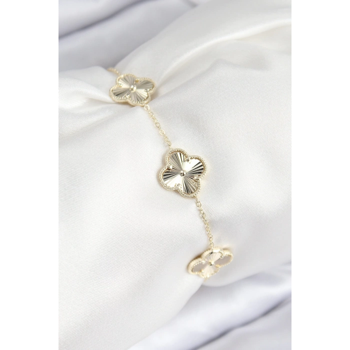 VIP Pirinç Yonca Model Gold Renk Kadın Bileklik - TJ-BB7783