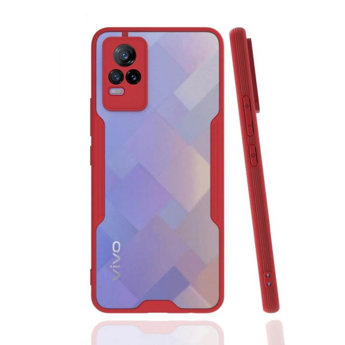 Vivo V21e Kılıf Platin Silikon - Kırmızı