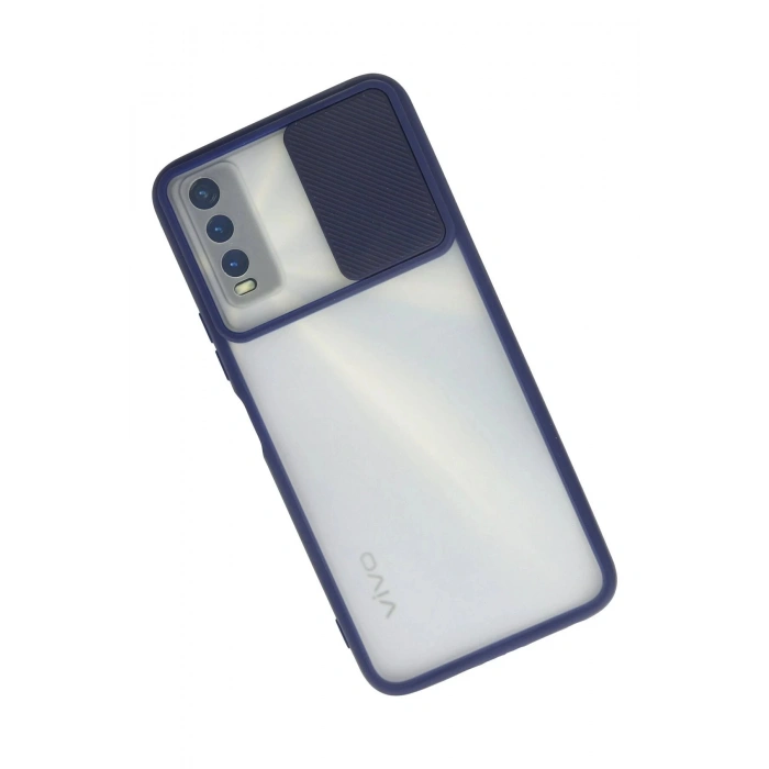 Vivo Y11S Kılıf Palm Buzlu Kamera Sürgülü Silikon - Lacivert