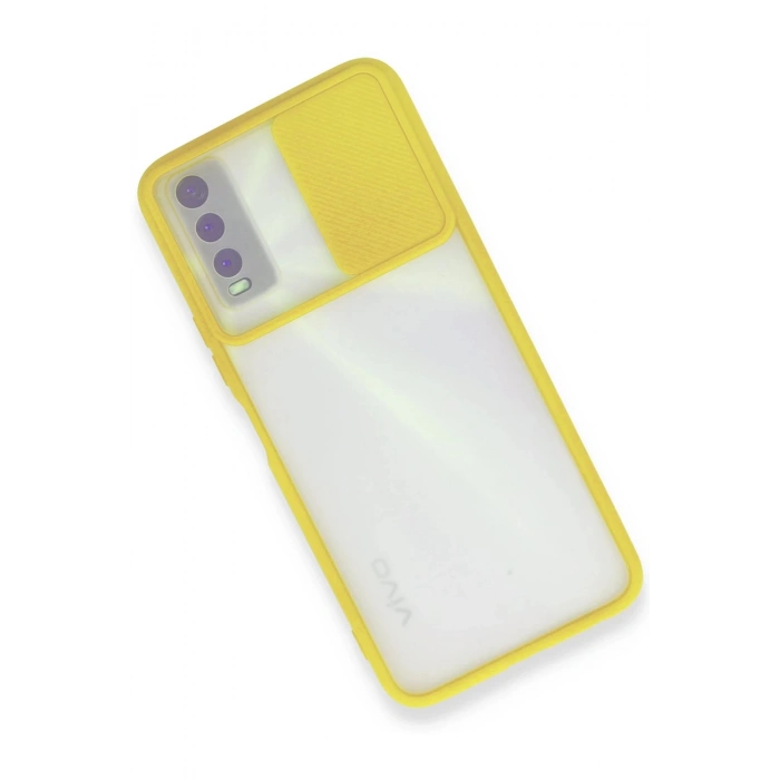 Vivo Y11S Kılıf Palm Buzlu Kamera Sürgülü Silikon - Sarı