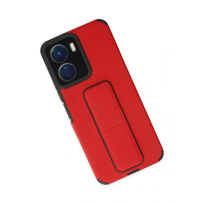 Vivo Y16 Kılıf Mega Standlı Silikon - Kırmızı