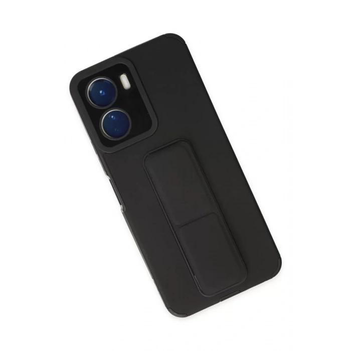 Vivo Y16 Kılıf Mega Standlı Silikon - Siyah