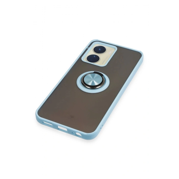 Vivo Y16 Kılıf Montreal Yüzüklü Silikon Kapak - Buz Mavi