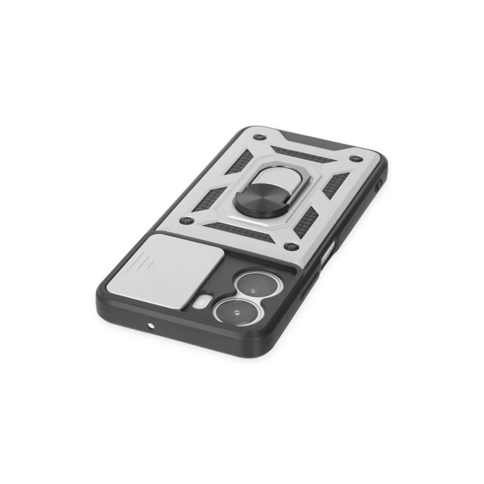 Vivo Y16 Kılıf Pars Lens Yüzüklü Silikon - Gümüş