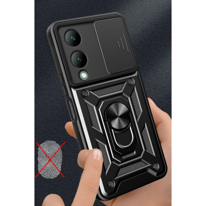 Vivo Y17S Kılıf Pars Lens Yüzüklü Silikon - Lacivert