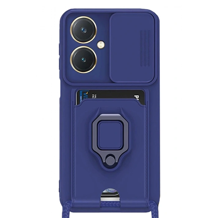 Vivo Y27 Kılıf Zuma Kartvizitli Yüzüklü Silikon - Lacivert