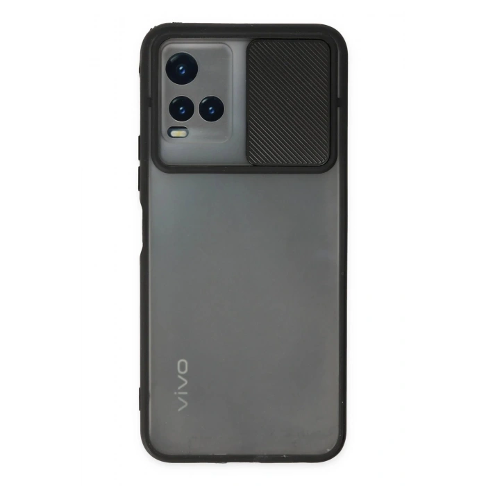 Vivo Y33S Kılıf Palm Buzlu Kamera Sürgülü Silikon - Siyah