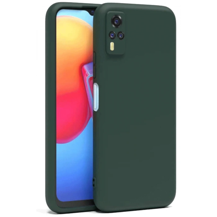 Vivo Y53S Kılıf Nano içi Kadife Silikon - Koyu Yeşil