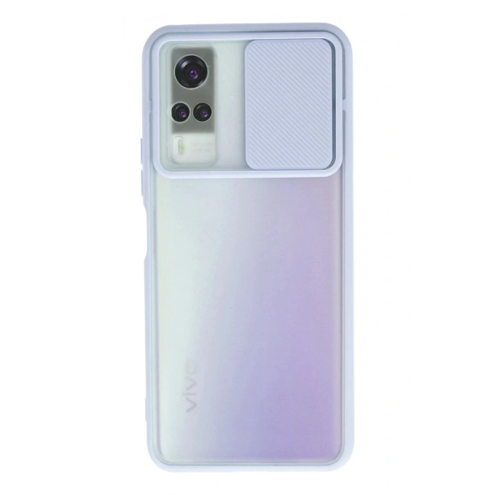Vivo Y53S Kılıf Palm Buzlu Kamera Sürgülü Silikon - Lila