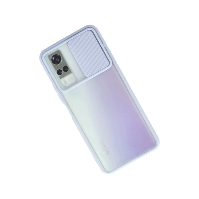 Vivo Y53S Kılıf Palm Buzlu Kamera Sürgülü Silikon - Lila