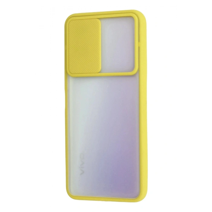 Vivo Y53S Kılıf Palm Buzlu Kamera Sürgülü Silikon - Sarı