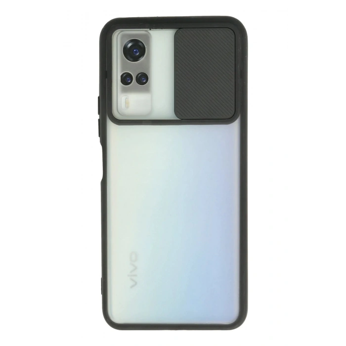 Vivo Y53S Kılıf Palm Buzlu Kamera Sürgülü Silikon - Siyah