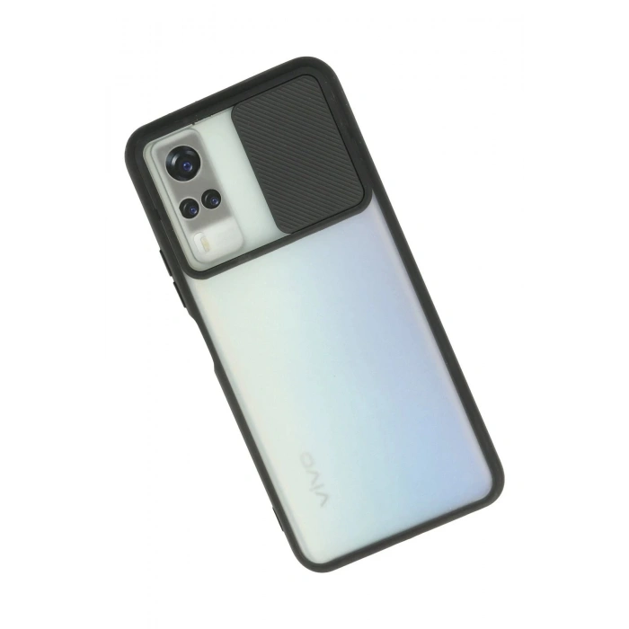 Vivo Y53S Kılıf Palm Buzlu Kamera Sürgülü Silikon - Siyah