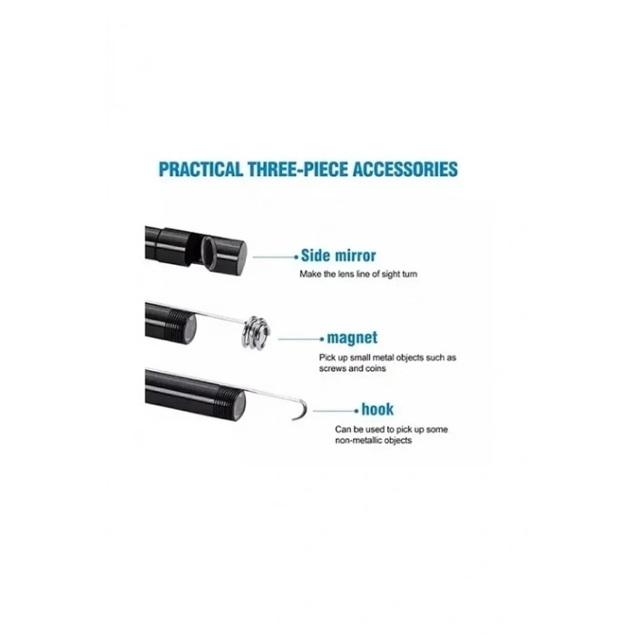 Vtn-02 Endoskop Yılan Video Kamera Led’li 2 Metre 7 Mm Sert Kablo Su Geçirmez