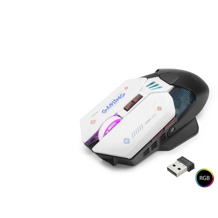 W19 Kablosuz Gaming Mouse Dual Mod 10000 Dpi 7 Tuş Makro 1000 Hz Rgb - Siyah Beyaz