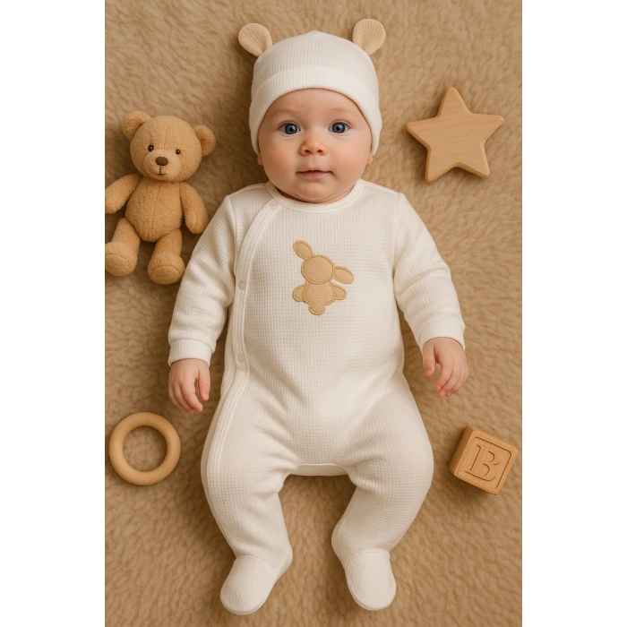 Waffle Tavşanlı Erkek Tulum %100 Pamuk