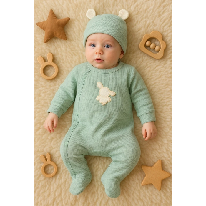 Waffle Tavşanlı Erkek Tulum %100 Pamuk