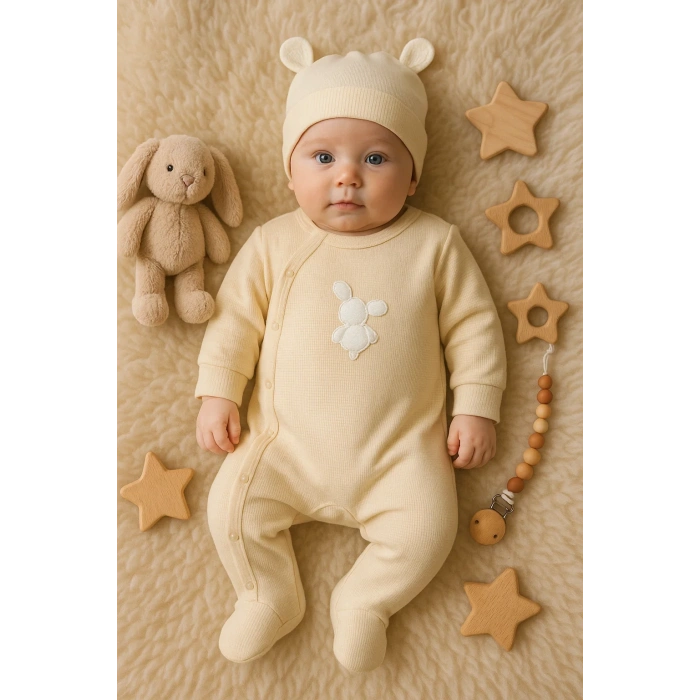 Waffle Tavşanlı Erkek Tulum %100 Pamuk