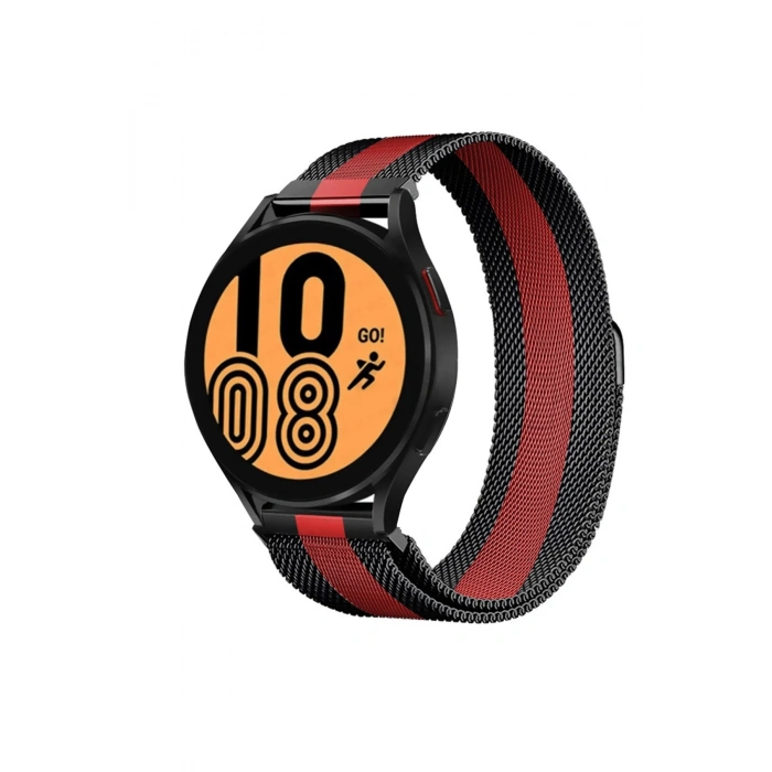 Watch 20mm Metal Mıknatıslı Kordon - Siyah-Kırmızı