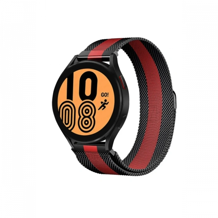 Watch 20mm Metal Mıknatıslı Kordon - Siyah-Kırmızı