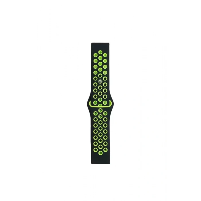 Watch 20mm Spor Delikli Kordon - Siyah-Yeşil