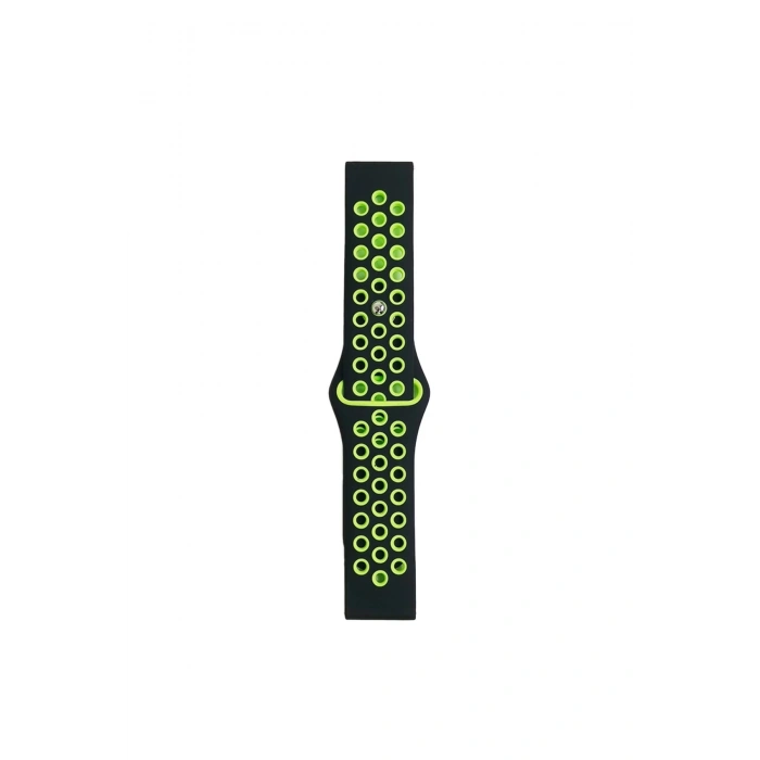 Watch 20mm Spor Delikli Kordon - Siyah-Yeşil