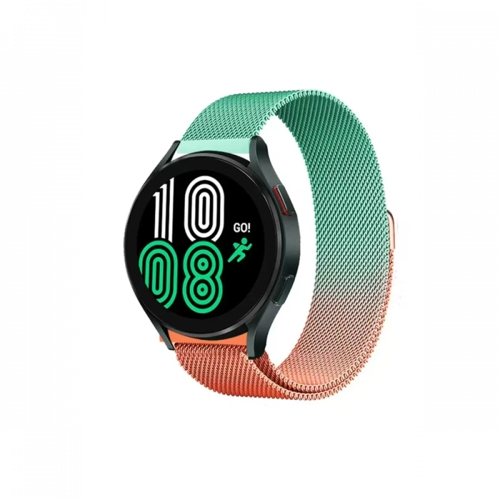 Watch 22mm Metal Mıknatıslı Kordon - Turuncu-Yeşil