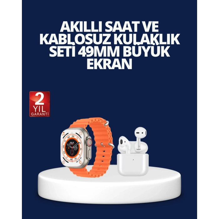 Watch 9 Max Akıllı Saat Ve Kablosuz Kulaklık Seti 2 Kordonlu Sesli Görüşme Özellikli
