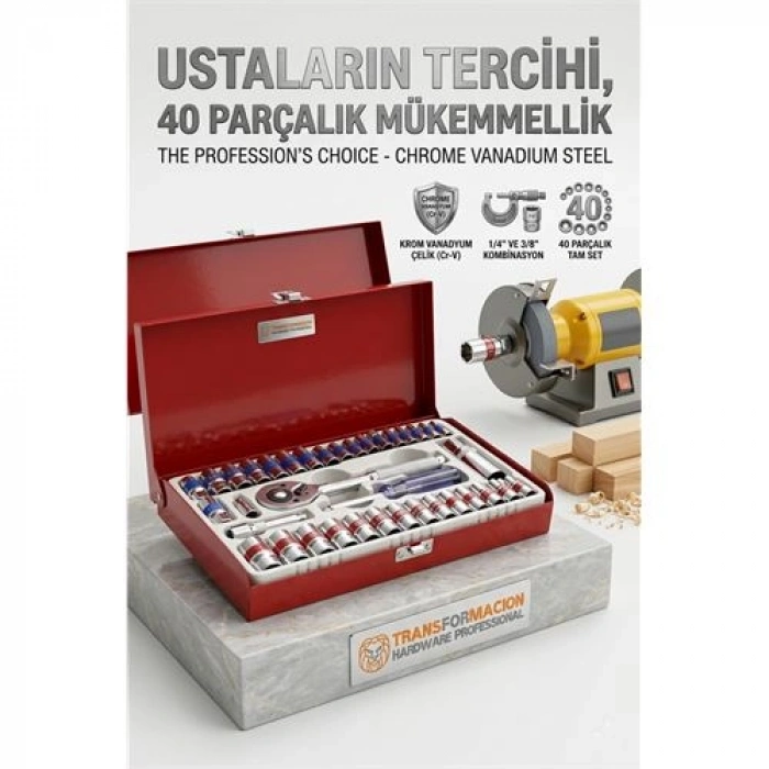 W.germany 40 Parça Lokma Seti 1/4-3/8 | Cr-v Metal Çantalı Cırcır 723066