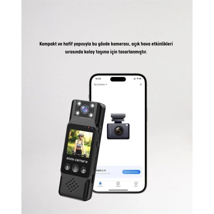 Wifi Destekli Mini Kamera – 180° Dönebilen Lens 1080p Video Tft Ekranlı