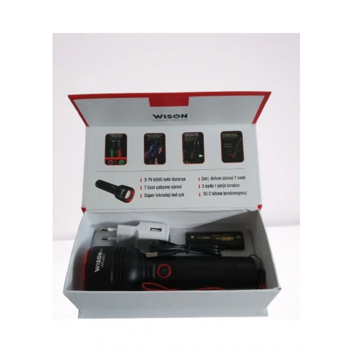 WISON WS-5572 20W Uzun Menzilli Şarjlı Metal El Feneri (4887)