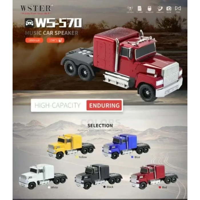 WS-570 Araba Şekli Bluetooth Hoparlör Retro HIFI Stereo Soundbox Masaüstü Bilgisayar Müzik Çalar (4887)