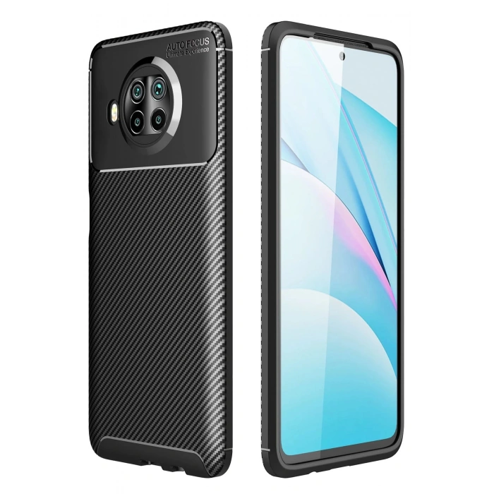 Xiaomi Mi 10T Lite Kılıf Auto Focus Karbon Kapak - Siyah
