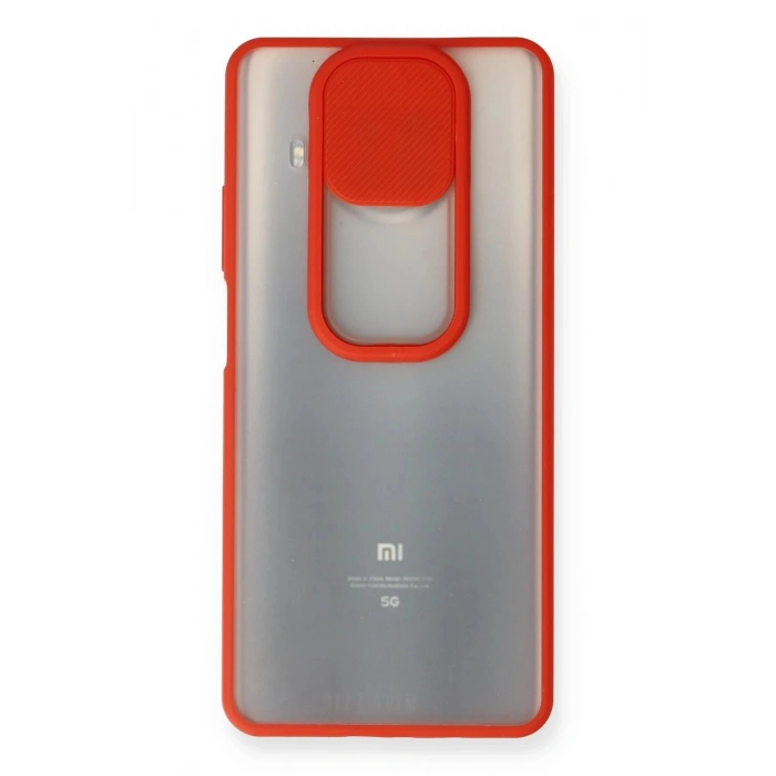 Xiaomi Mi 10T Lite Kılıf Palm Buzlu Kamera Sürgülü Silikon - Kırmızı