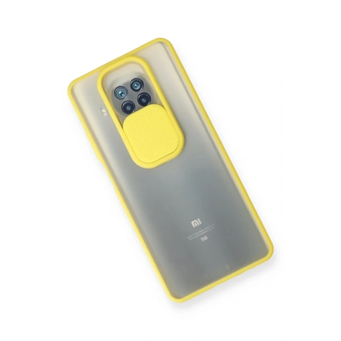Xiaomi Mi 10T Lite Kılıf Palm Buzlu Kamera Sürgülü Silikon - Sarı