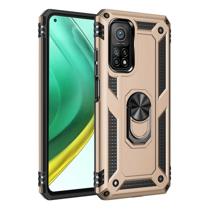 Xiaomi Mi 10T Pro Kılıf Sofya Yüzüklü Silikon Kapak - Gold
