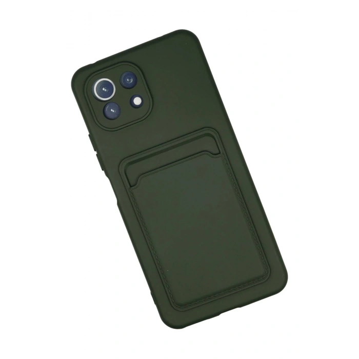 Xiaomi Mi 11 Kılıf Kelvin Kartvizitli Silikon - Koyu Yeşil
