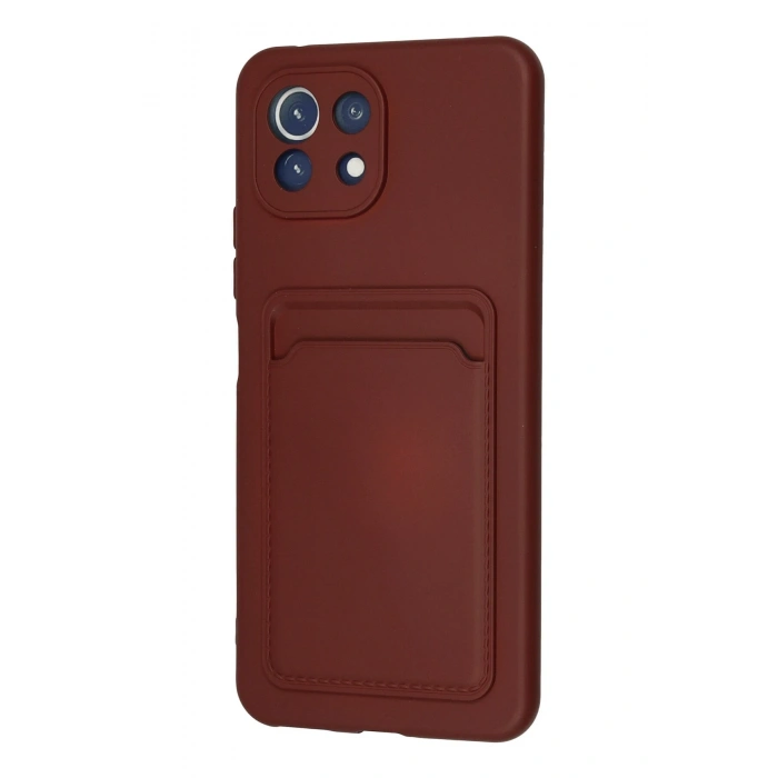 Xiaomi Mİ 11 Lite Kılıf Kelvin Kartvizitli Silikon - Bordo